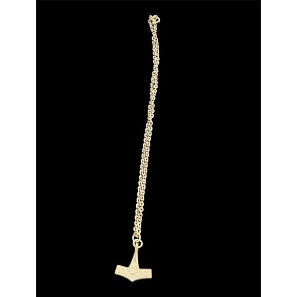 VTG JORGEN JENSEN DENMARK PEWTER THOR'S HAMMER PENDANT ON CHAIN VIKING NECKLACE - Picture 7 of 9